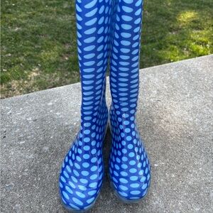 Blue Polka Dot Women's Rain Boots